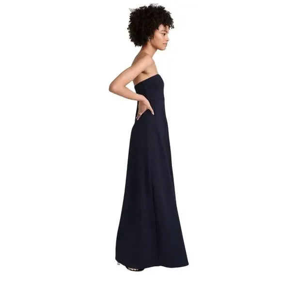 NWT SUSANA MONACO Black Strapless Tube Top Flare Wide Leg Pant Jumpsuit S